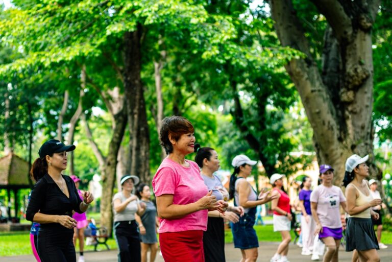 Active women over 50 exercising outdoors, representing longevity for women through menopause and healthy aging